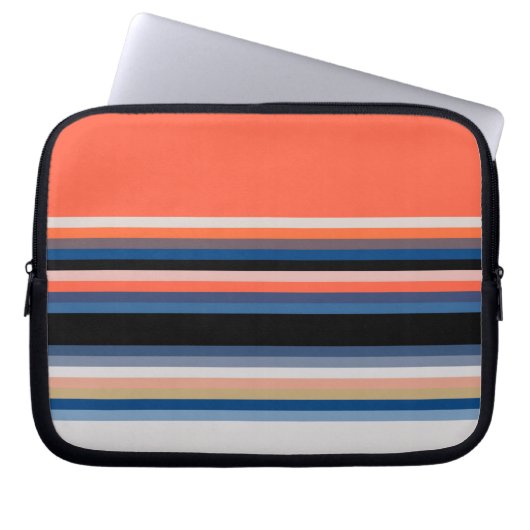 Niedlich-orange-blaue Streifen Laptopschutzhülle (Vorderseite)
