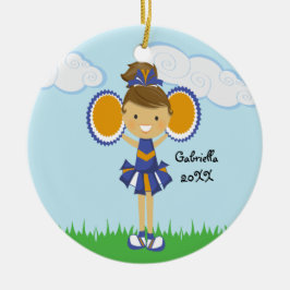 Niedlich Orange & Blue Cheerleader Weihnachtsschmu Keramik Ornament