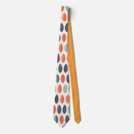 Niedlich Orange Blue Ochre Leafy Botanisches Muste Krawatte