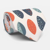 Niedlich Orange Blue Ochre Leafy Botanisches Muste Krawatte (Gerollt)