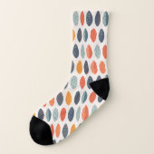 Niedlich Orange Blue Ochre Leafy Botanisches Muste Socken (Links - Außen)