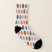 Niedlich Orange Blue Ochre Leafy Botanisches Muste Socken (Rechts - Außen)
