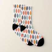 Niedlich Orange Blue Ochre Leafy Botanisches Muste Socken (Paar)
