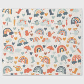 Niedlich Orange Blue Spring Rainbow Clouds Pattern Geschenkpapier (Flach)