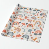 Niedlich Orange Blue Spring Rainbow Clouds Pattern Geschenkpapier (Ungerollt)