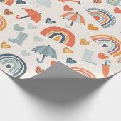 Niedlich Orange Blue Spring Rainbow Clouds Pattern Geschenkpapier (Ecke)