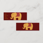 Niedlich Orange Blume Elephant on Red Mini Visitenkarte (Vorne/Hinten)