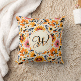 Niedlich Orange Blume Mexikanisches Volk Kissen