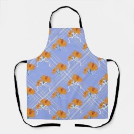 Niedlich Orange Blume Nahtlos auf Kariert Blue Schürze