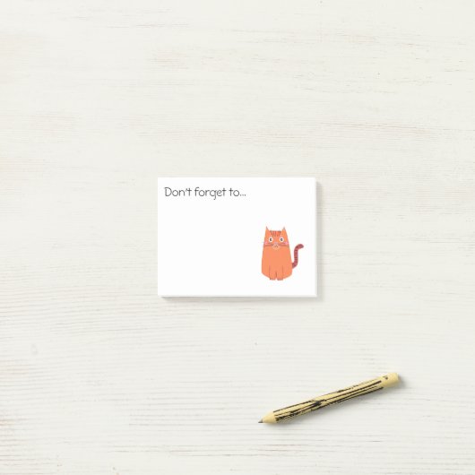 Niedlich Orange Cartoon Cat Erinnerung Post-it Klebezettel (Auf Schreibtisch)