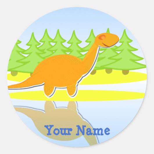 Niedlich Orange Cartoon Dinosaurier Name Stickers (Vorderseite)