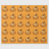 Niedlich Orange Cartoon Pumpkin Halloween Pattern Geschenkpapier (Flach)