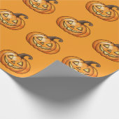 Niedlich Orange Cartoon Pumpkin Halloween Pattern Geschenkpapier (Ecke)