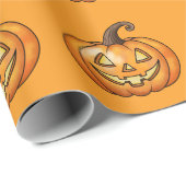 Niedlich Orange Cartoon Pumpkin Halloween Pattern Geschenkpapier (Rolleneckpunkt)