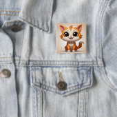 Niedlich Orange Cat Cartoon Style Character-89738 Button (Beispiel)
