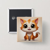 Niedlich Orange Cat Cartoon Style Character-89738 Button (Vorne & Hinten)