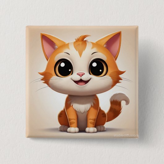 Niedlich Orange Cat Cartoon Style Character-89738 Button (Vorderseite)