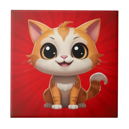 Niedlich Orange Cat Cartoon Style Character-89738 Fliese (Vorderseite)