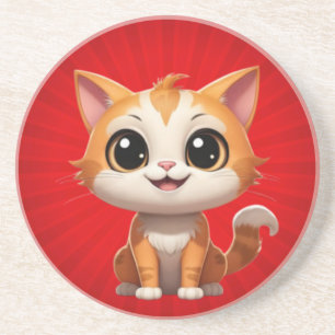 Niedlich Orange Cat Cartoon Style Character-89738 Getränkeuntersetzer