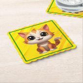 Niedlich Orange Cat Cartoon Style Character-89738 Untersetzer (angewinkelt)