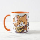 Niedlich Orange Cat Playing Guitar Tasse (Links)