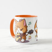 Niedlich Orange Cat Playing Guitar Tasse (Vorderseite Links)