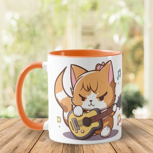 Niedlich Orange Cat Playing Guitar Tasse