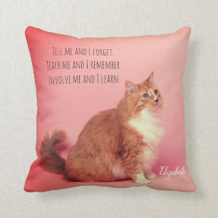 Niedlich Orange Chat Bestes Zitat Personalisierter Kissen