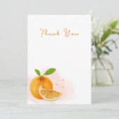 Niedlich Orange Citrus Template Baby Dusche Vielen Dankeskarte (Stehend Vorderseite)