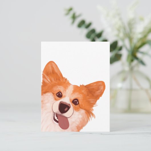 Niedlich Orange Corgi Postkarte (Stehend Vorderseite)