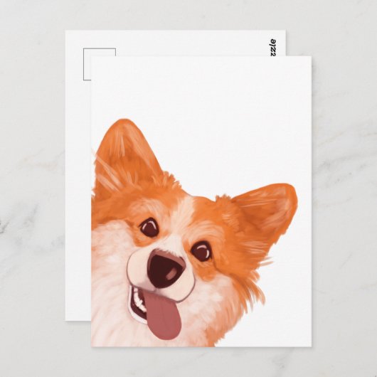 Niedlich Orange Corgi Postkarte (Vorne/Hinten)