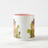 Niedlich Orange Cowboy Cat Zweifarbige Tasse (Mittel)