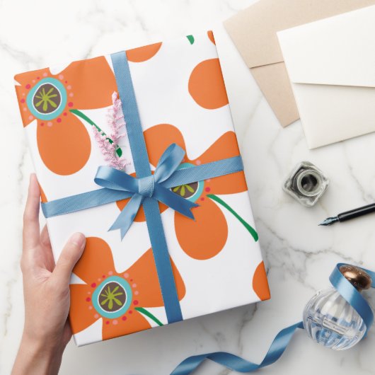 Niedlich Orange Daisy Pop Summer Blume Whimsical G Geschenkpapier (Schenken)