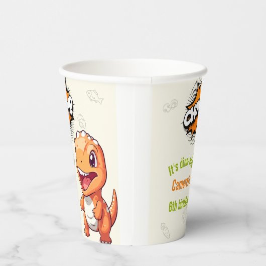 Niedlich Orange Dinosaur T-Rex Pappbecher (Rechts)