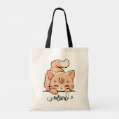Niedlich Orange Doddle Cat Lover Meow Monogramm Tragetasche (Rückseite)