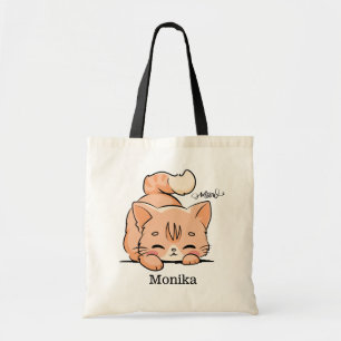 Niedlich Orange Doddle Cat Lover Meow Monogramm Tragetasche