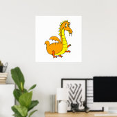 Niedlich Orange Dragon Poster (Heimbüro)