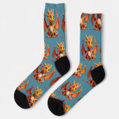 Niedlich Orange Dragon Socken (Linkes Detail)