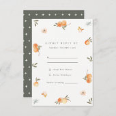 Niedlich Orange Floral Boho Botanical Wedding RSVP Begleitkarte (Vorne/Hinten)