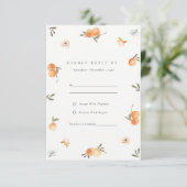 Niedlich Orange Floral Boho Botanical Wedding RSVP Begleitkarte (Stehend Vorderseite)