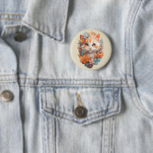 Niedlich Orange Floral Kitty Cat Button (Beispiel)
