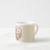 Niedlich Orange Floral Kitty Cat Espressotasse (Vorderseite Rechts)