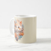 Niedlich Orange Floral Kitty Cat Kaffeetasse (Vorderseite Links)