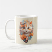 Niedlich Orange Floral Kitty Cat Kaffeetasse (Links)