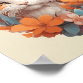 Niedlich Orange Floral Kitty Cat Poster (Ecke)