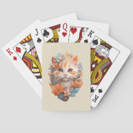 Niedlich Orange Floral Kitty Cat Spielkarten