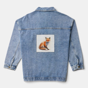 Niedlich Orange Fox Illustration Wasserfarbe Fraue Jeansjacke