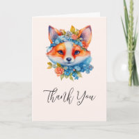 Niedlich Orange Fox mit Blumenkronen Vielen Dank