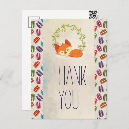 Niedlich Orange Fox mit Kraut Danke Postkarte (Vorne/Hinten)