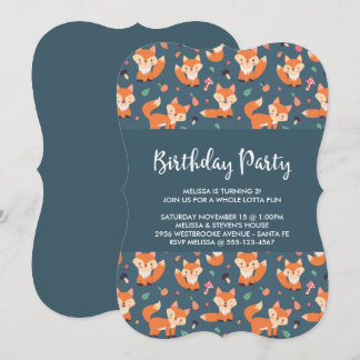 Niedlich Orange Fox Muster Geburtstag Einladung